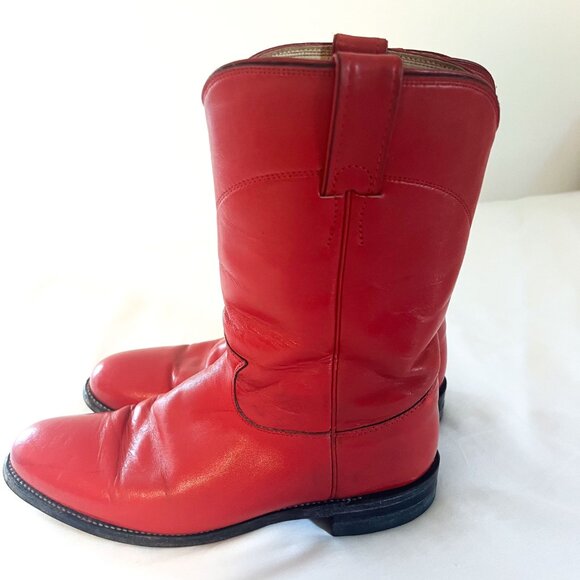Justin Boots Shoes - Justin Women's Vintage Red Kipskin Leather Roper Cowboy Boots (Sz: 8.5 B)